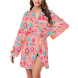 Colorful candy pattern Women's Long Sleeve Belted Night Robe