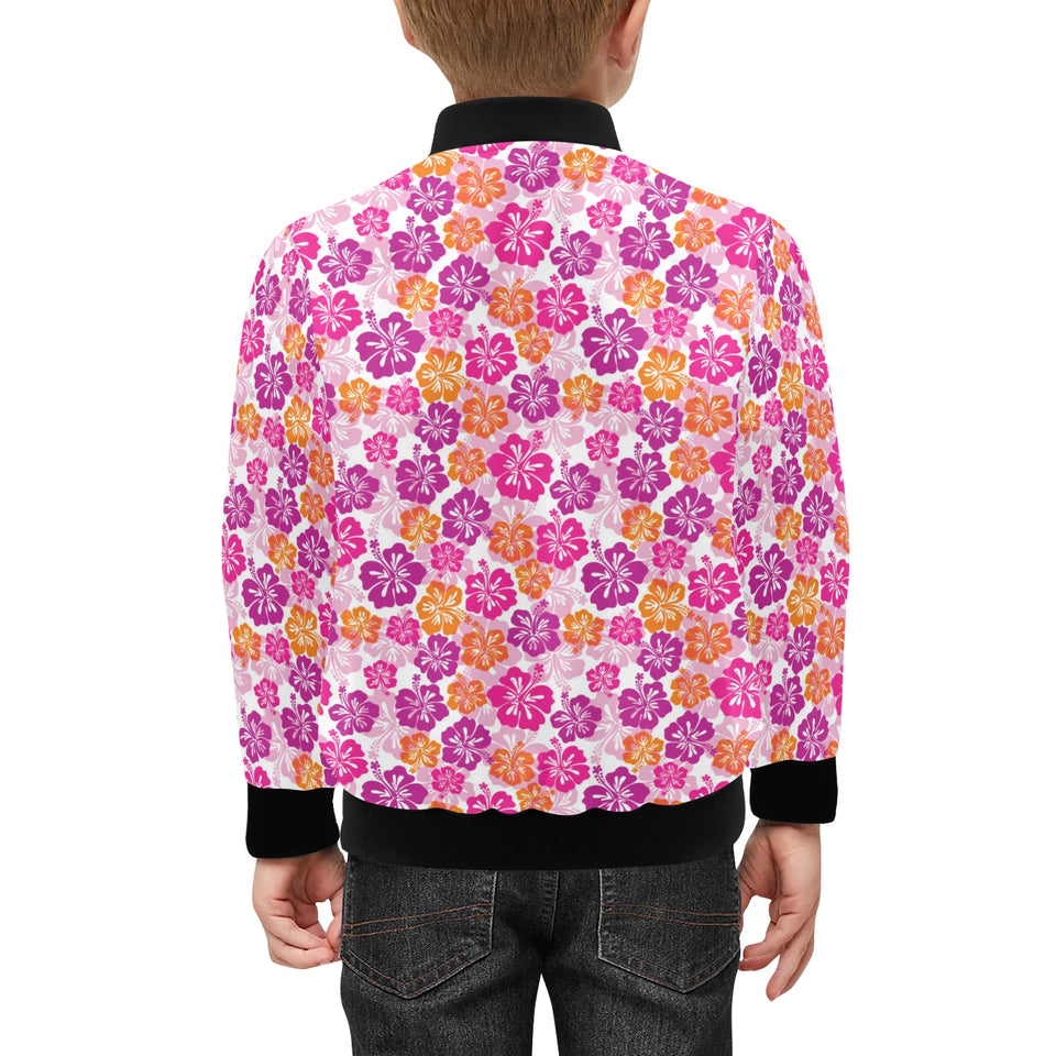 Hibiscus Pattern Print Design 01 Kids' Boys' Girls' Bomber Jacket
