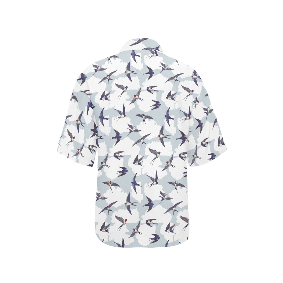 Swallow Pattern Print Design 05 Women's All Over Print Hawaiian Shirt