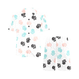 Dog Paws Pattern Print Design 04 Men's V-Neck Short Pajama Set