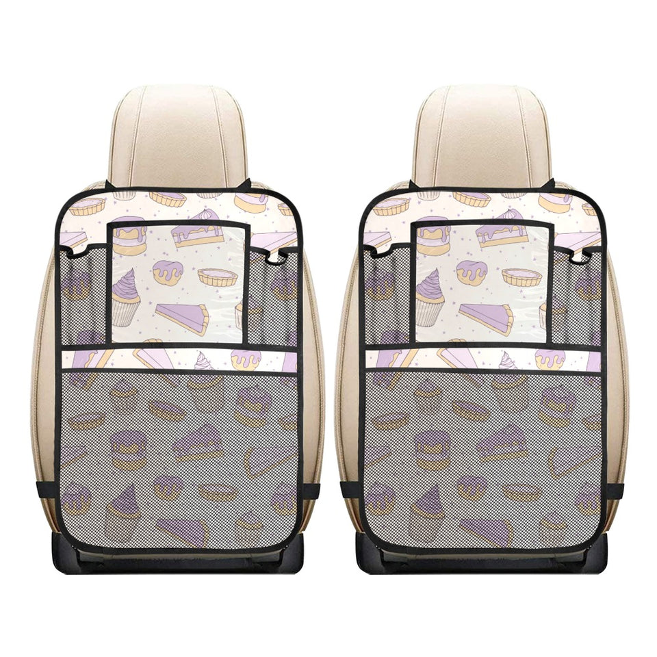 Cakes pies tarts muffins and eclairs purple bluebe Car Seat Back Organizer