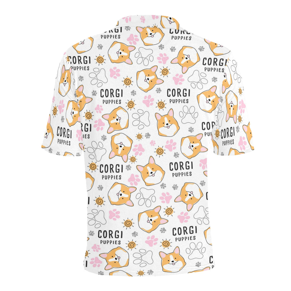 Corgi Dog Pattern Men's All Over Print Polo Shirt