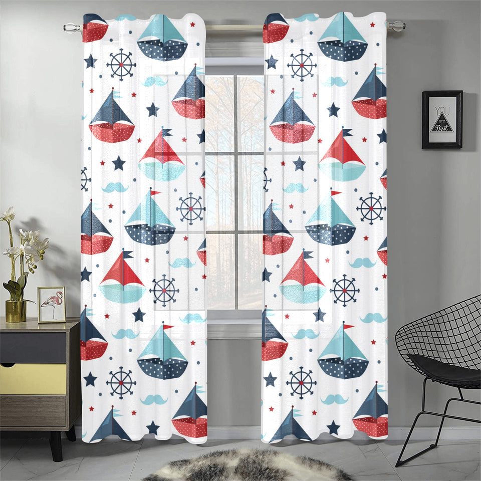 Cute color paper sailboat pattern Gauze Curtain