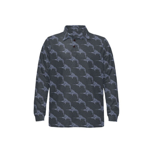 Swordfish Pattern Print Design 03 Men's Long Sleeve Polo Shirt
