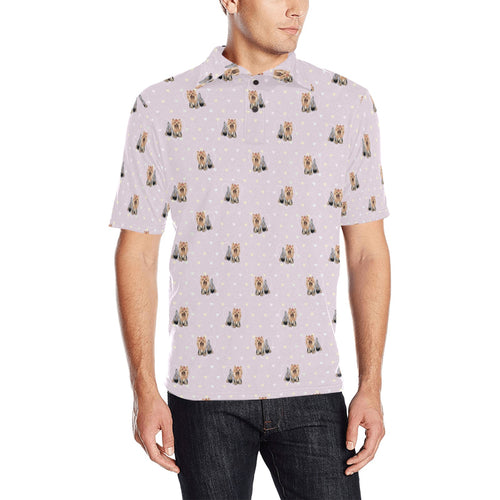 Yorkshire Terrier Pattern Print Design 02 Men's All Over Print Polo Shirt