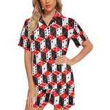 Dice Pattern Print Design 02 Women's V-Neck Short Pajama Set