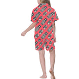 Camera Pattern Print Design 05 Kids' Boys' Girls' V-Neck Short Pajama Set