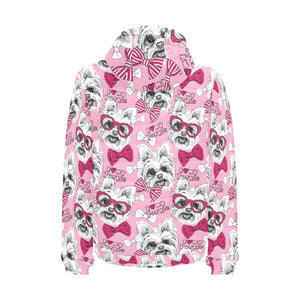 Yorkshire Terrier Pattern Print Design 03 Men's Padded Hooded Jacket