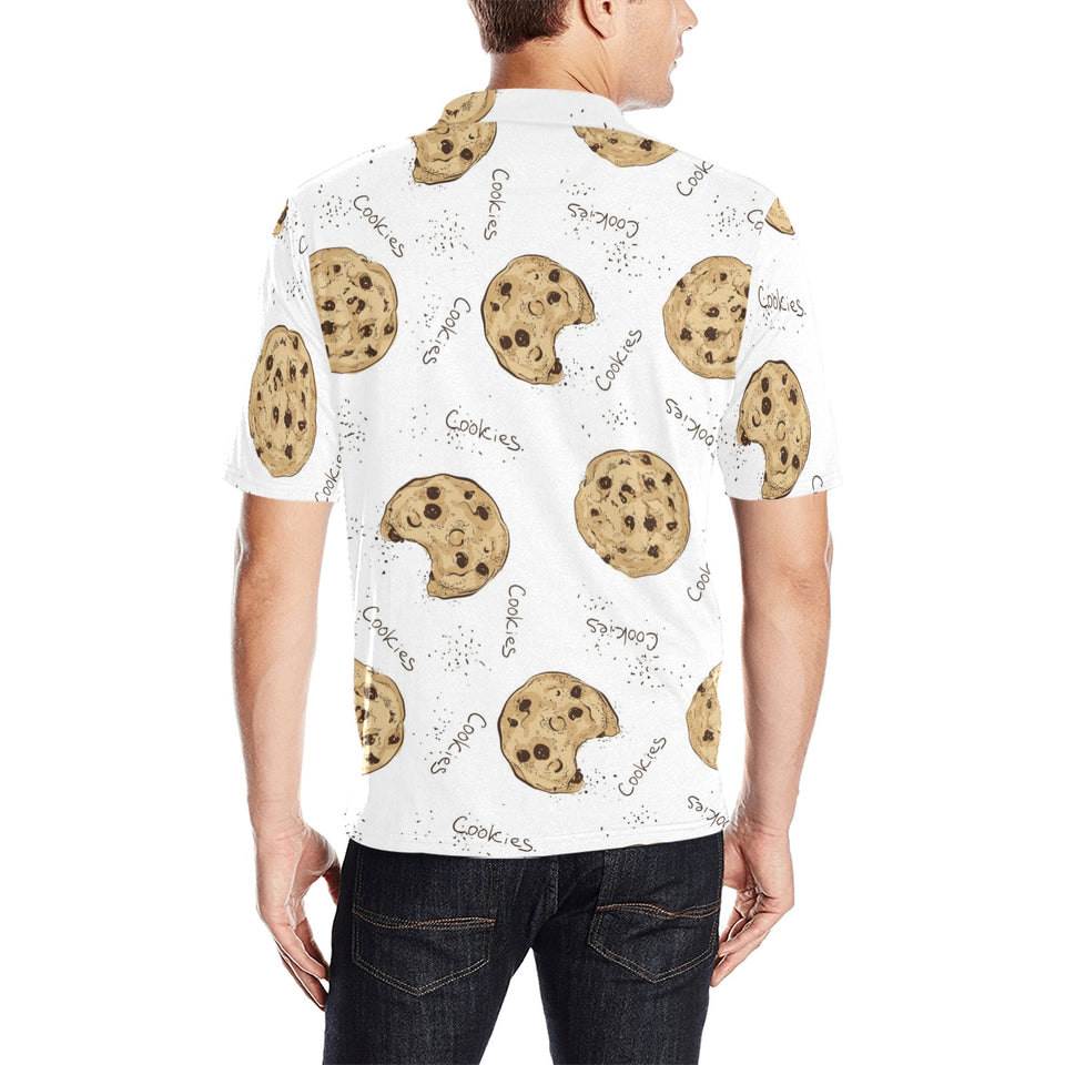 Sketch style cookie pattern Men's All Over Print Polo Shirt