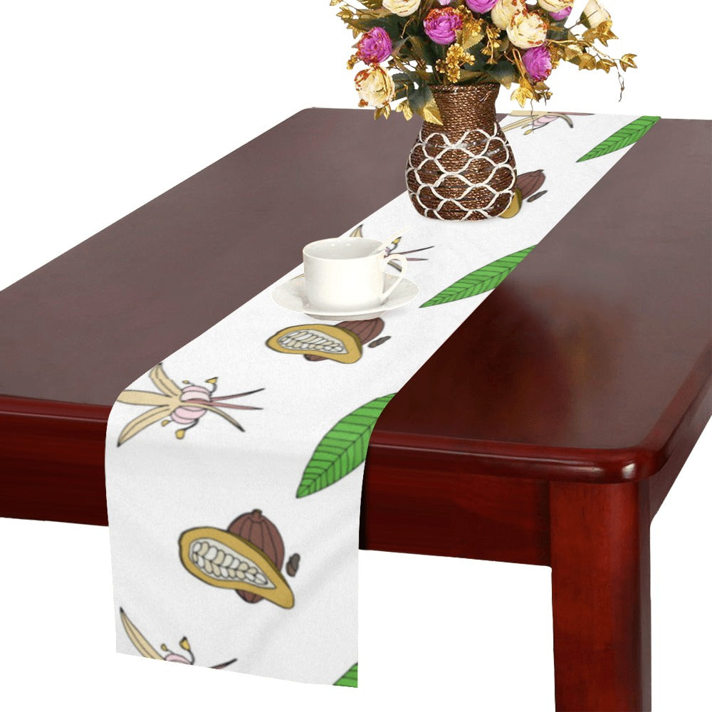Color hand drawn cacao pattern Table Runner