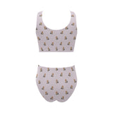 Yorkshire Terrier Pattern Print Design 02 Chest Bowknot High Waisted Bikini Swimsuit