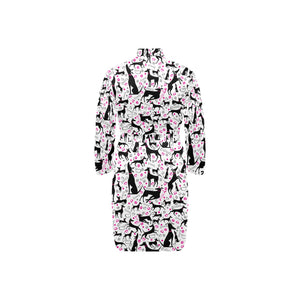 Greyhound Pattern Print Design 02 Men's Long Sleeve Belted Night Robe