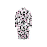 Greyhound Pattern Print Design 02 Men's Long Sleeve Belted Night Robe