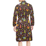 Snail Pattern Print Design 02 Men's Long Sleeve Belted Night Robe