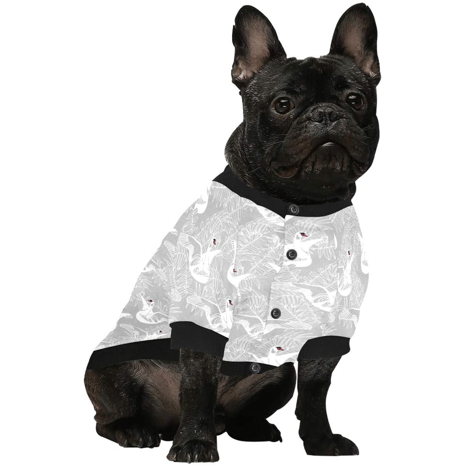 white swan gray background All Over Print Pet Dog Round Neck Fuzzy Shirt