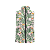 Toucan tropical green jungle palm pattern Women's Padded Vest