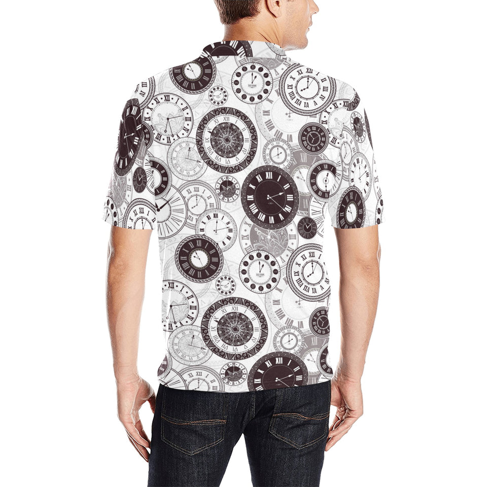 Classic vintage clock pattern Men's All Over Print Polo Shirt