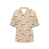 Cute raccoon heart pattern Women's All Over Print Hawaiian Shirt
