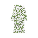 Hand drawn sketch style green Chili peppers patter Blanket Robe with Sleeves