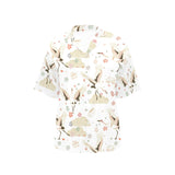 Beautiful Japanese cranes pattern Women's All Over Print Hawaiian Shirt