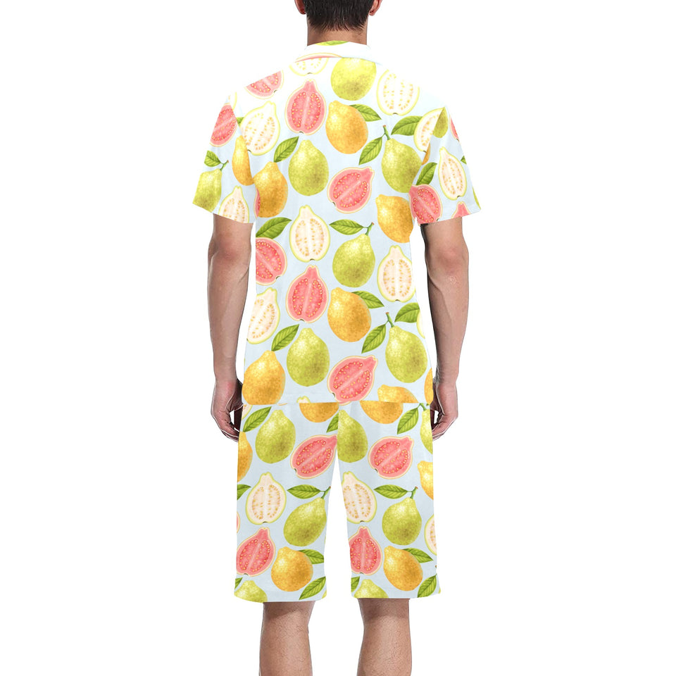 Guava design pattern Men's V-Neck Short Pajama Set