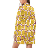 Passion fruits slice pattern Women's Long Sleeve Belted Night Robe
