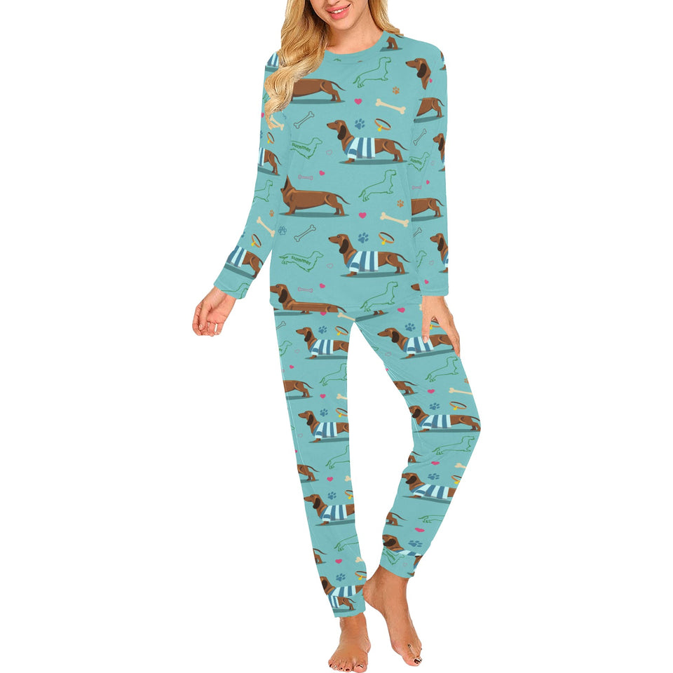 Dachshund decorative background Women's All Over Print Pajama Set