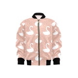 Swan flower light pink background Kids' Boys' Girls' Bomber Jacket