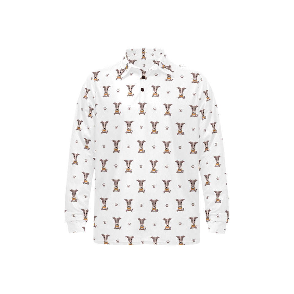 Greyhound Pattern Print Design 05 Men's Long Sleeve Polo Shirt
