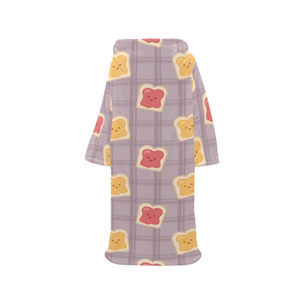 Bread Toast Pattern Print Design 05 Blanket Robe with Sleeves