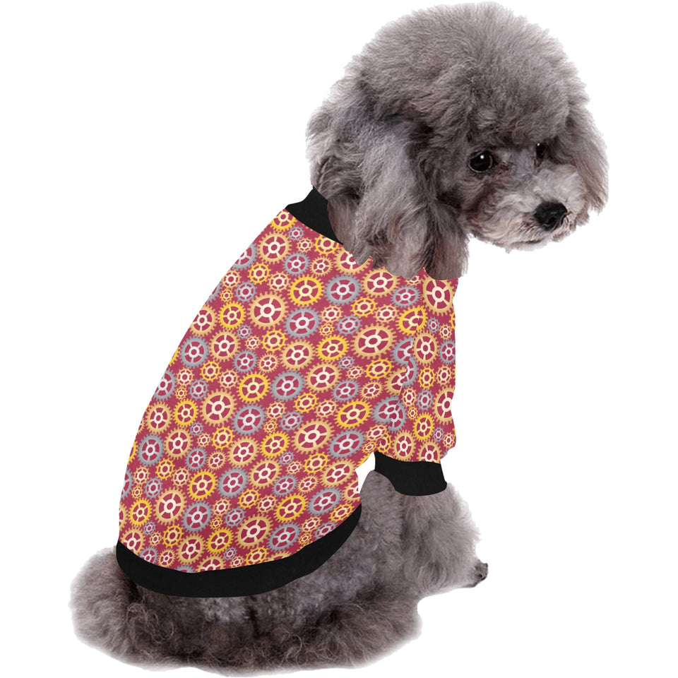 Gear Pattern Print Design 04 All Over Print Pet Dog Round Neck Fuzzy Shirt