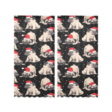 Christmas Pugs Santa_s red cap pattern Gauze Curtain