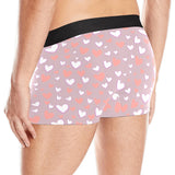 coral white heart pattern Men's All Over Print Boxer Briefs Men's Underwear