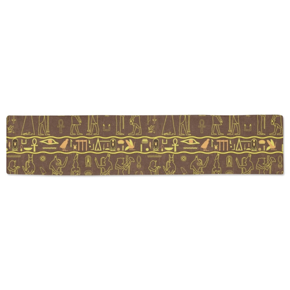 Egypt Hieroglyphics Pattern Print Design 03 Table Runner