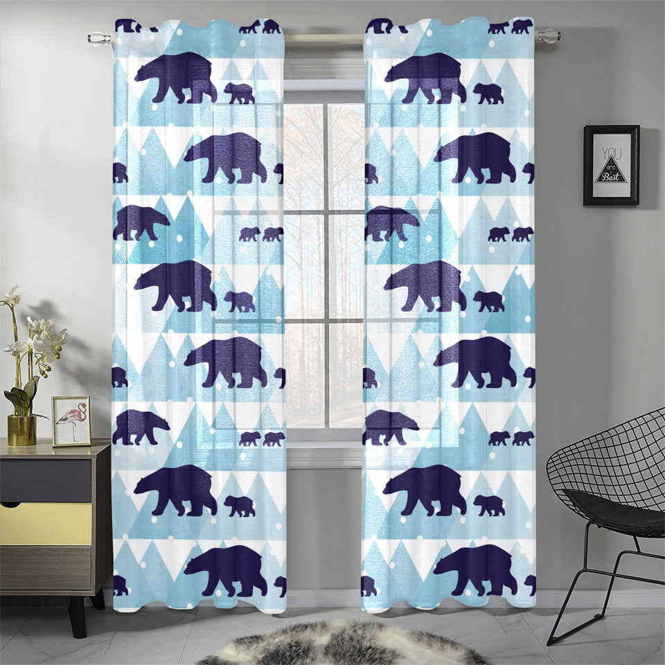 polar bear winter snow pattern Gauze Curtain