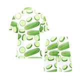cucumber whole slices pattern Men's V-Neck Short Pajama Set