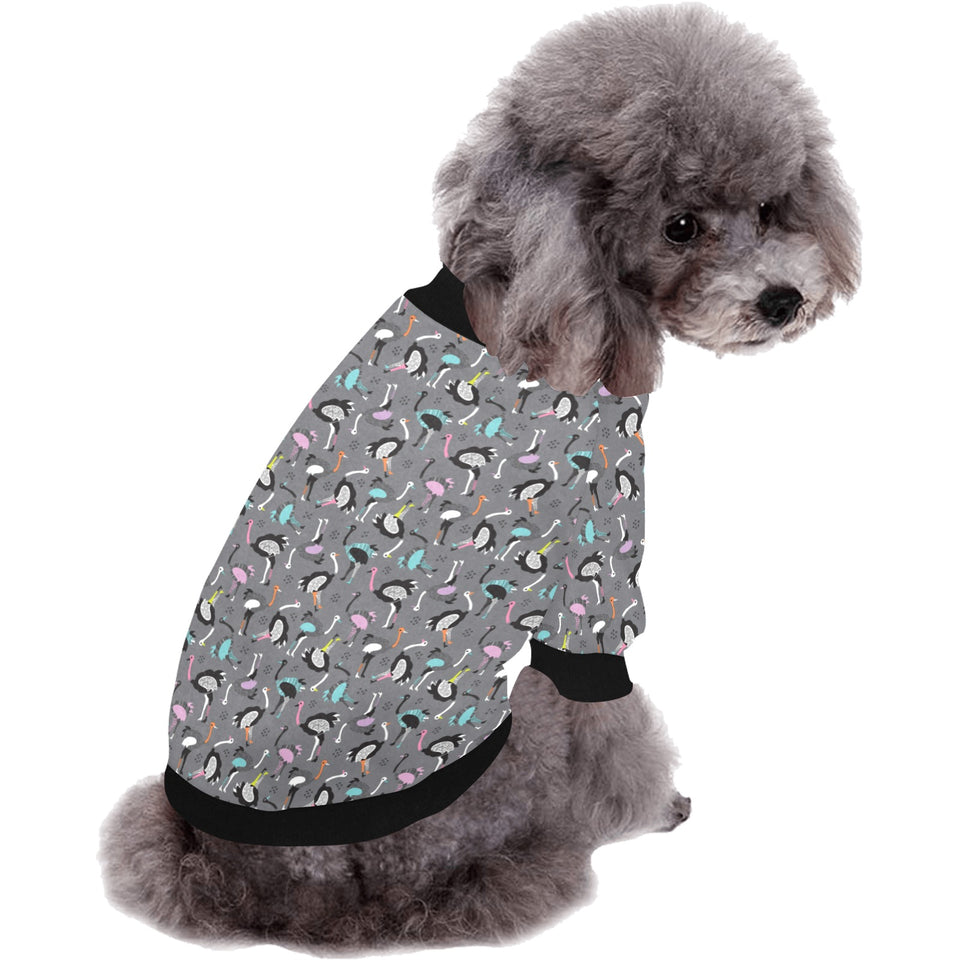 Ostrich Pattern Print Design 01 All Over Print Pet Dog Round Neck Fuzzy Shirt