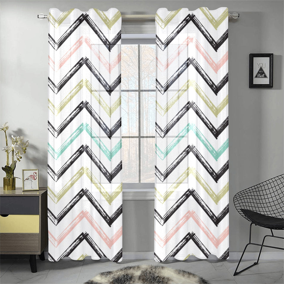 zigzag chevron paint pattern Gauze Curtain