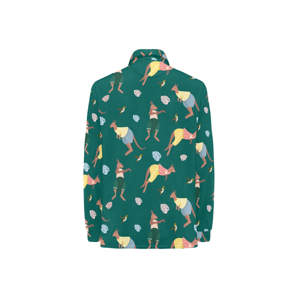 Kangaroo leaves pattern Women's Long Sleeve Polo Shirt