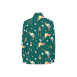 Kangaroo leaves pattern Women's Long Sleeve Polo Shirt