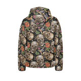 Skull rose humming bird flower pattern Kids' Boys' Girls' Padded Hooded Jacket