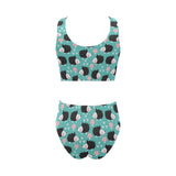 Hedgehog Pattern Print Design 03 Chest Bowknot High Waisted Bikini Swimsuit