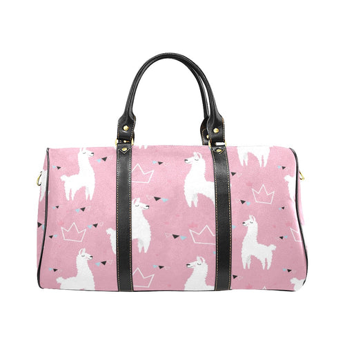Llama Alpaca pink background Travel Bag