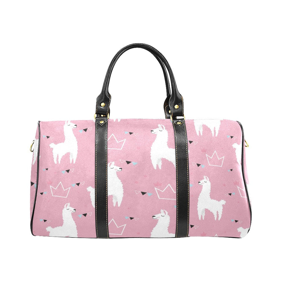 Llama Alpaca pink background Travel Bag