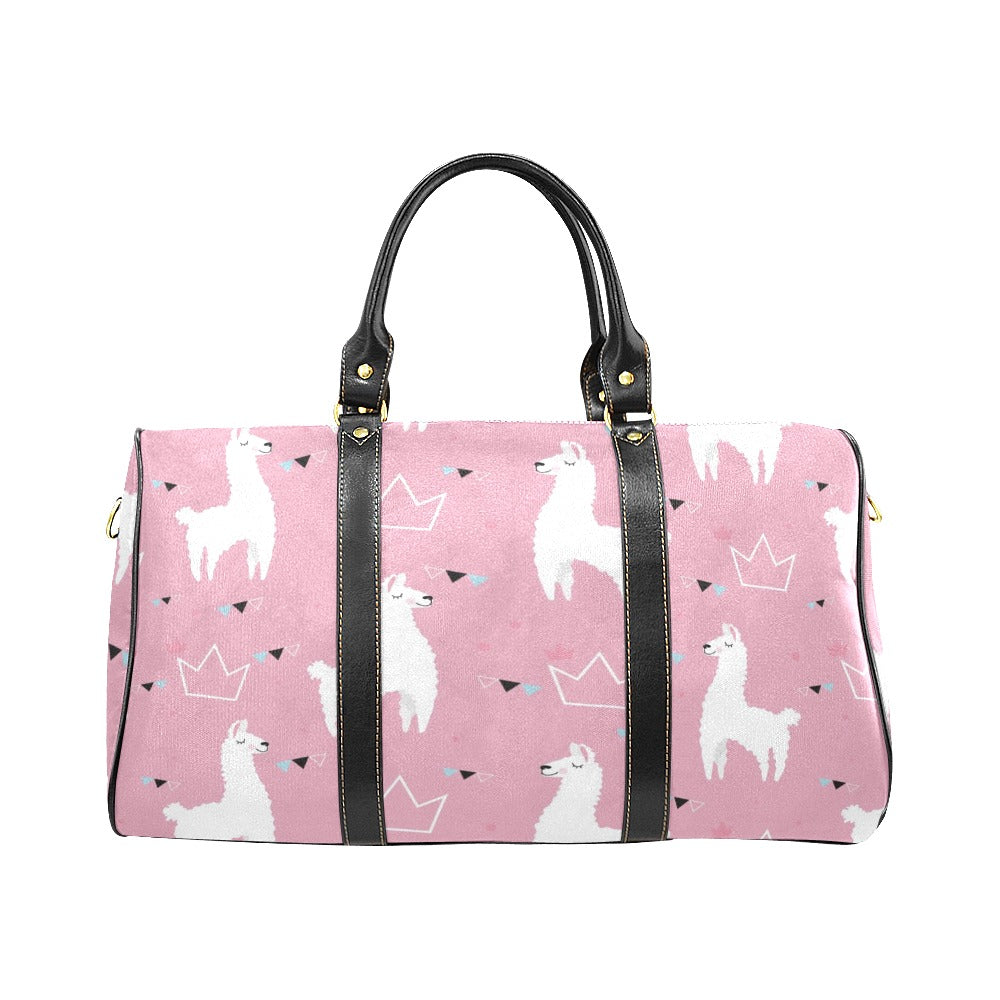 Llama Alpaca pink background Travel Bag