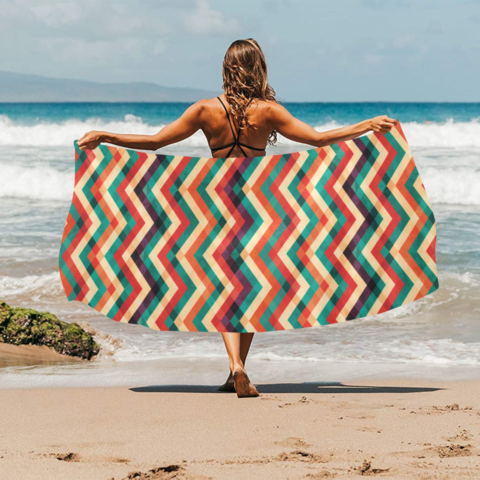zigzag chevron colorful pattern Beach Towel