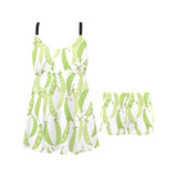 Green Peas Pattern Print Design 03 Chest Sexy Pleated Two Piece Swim Dress