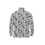 Crow dark floral pattern Men's Long Sleeve Polo Shirt