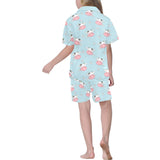 Cute cow flower pattern Kids' Boys' Girls' V-Neck Short Pajama Set