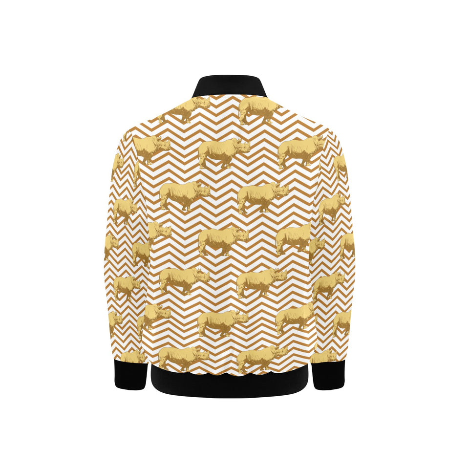 Rhino yellow theme pattern Kids' Boys' Girls' Bomber Jacket